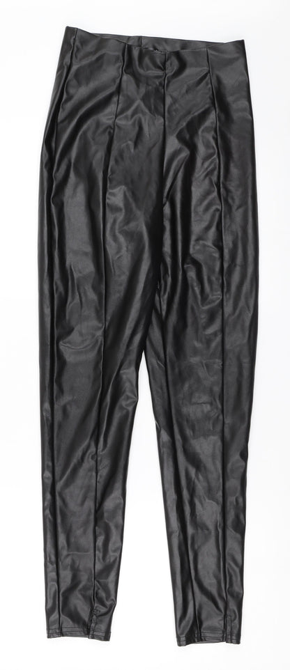 Missguided Womens Black   Trousers  Size 8 L26.5 in - faux leather trousers