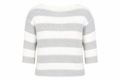 Marble Womens Grey Striped  Pullover Jumper Size M