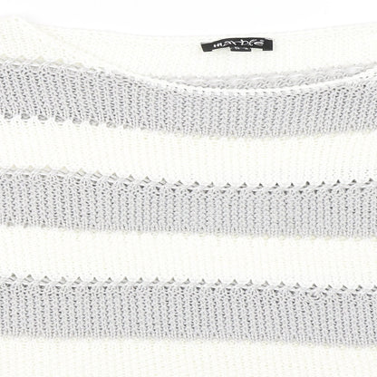 Marble Womens Grey Striped  Pullover Jumper Size M