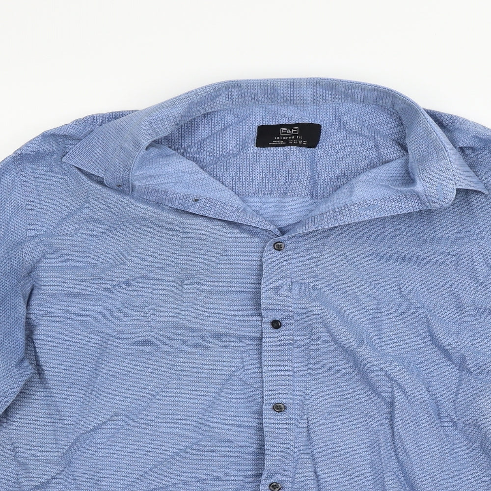 F&F Mens Blue    Button-Up Size 17