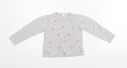 H&M Girls Grey   Pullover Jumper Size 6-7 Years
