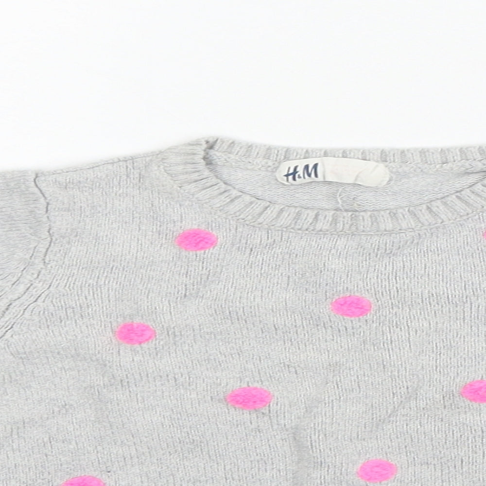 H&M Girls Grey   Pullover Jumper Size 6-7 Years