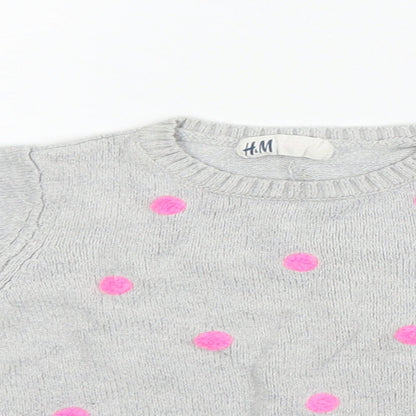 H&M Girls Grey   Pullover Jumper Size 6-7 Years