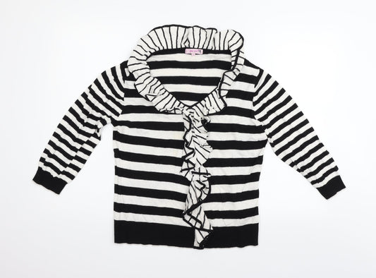 Per Una Womens Black Striped  Pullover Jumper Size 16