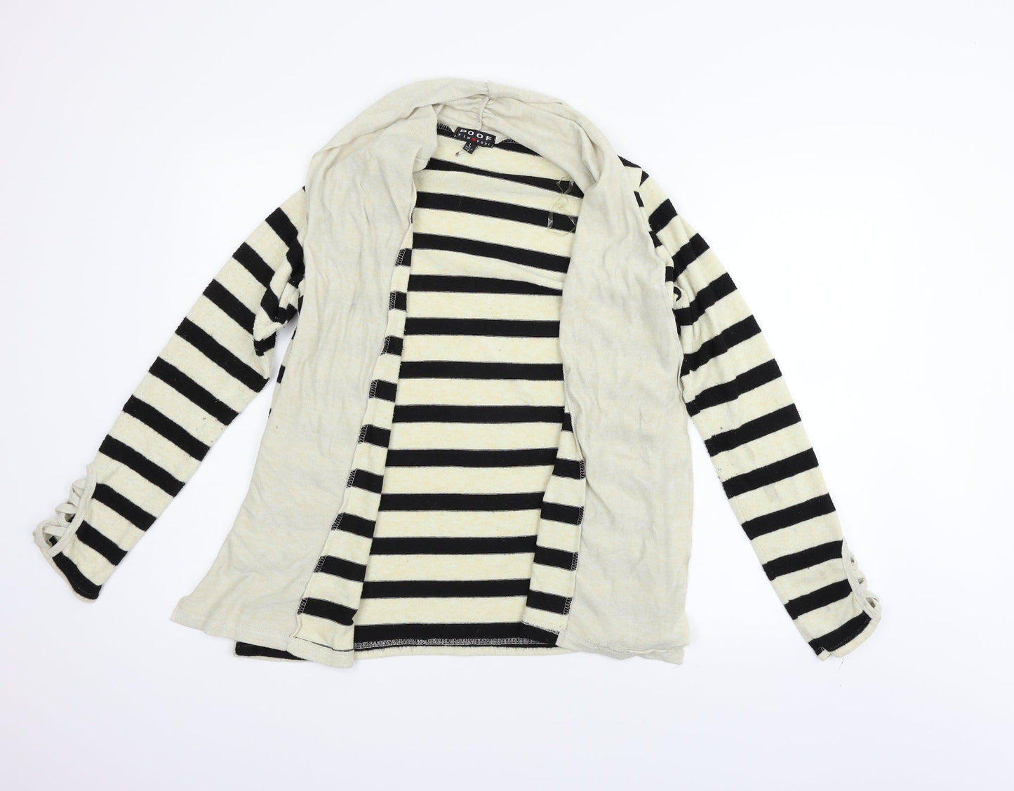 Poof Womens Beige Striped  Cardigan Jumper Size L