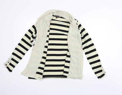 Poof Womens Beige Striped  Cardigan Jumper Size L
