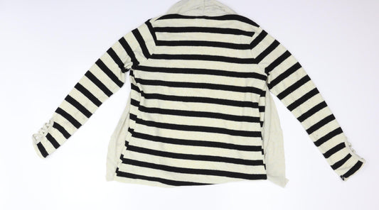 Poof Womens Beige Striped  Cardigan Jumper Size L