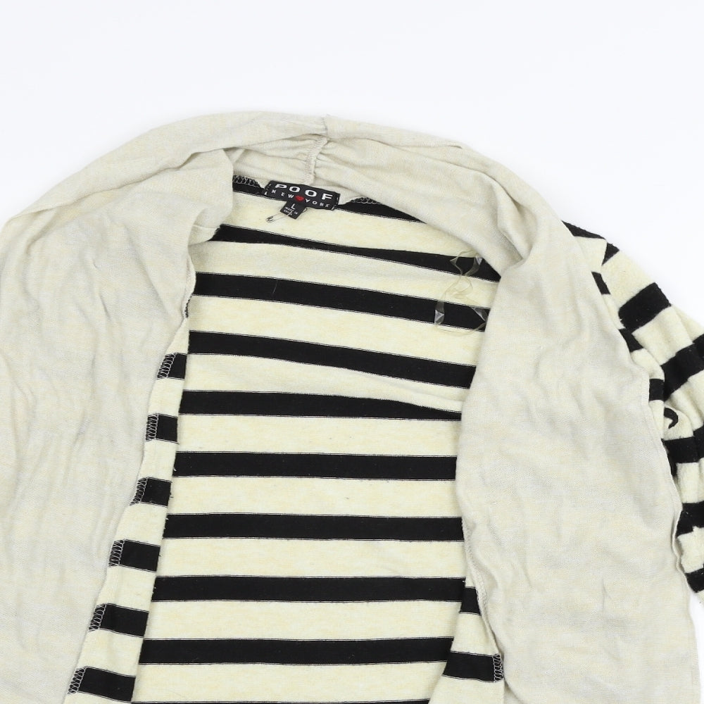 Poof Womens Beige Striped  Cardigan Jumper Size L