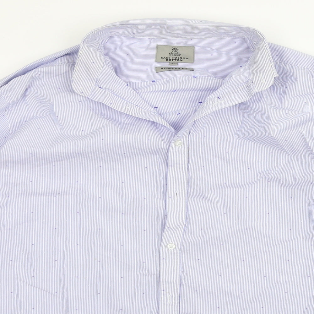 Taylor & Wright  Mens Blue Striped   Button-Up Size 16.5