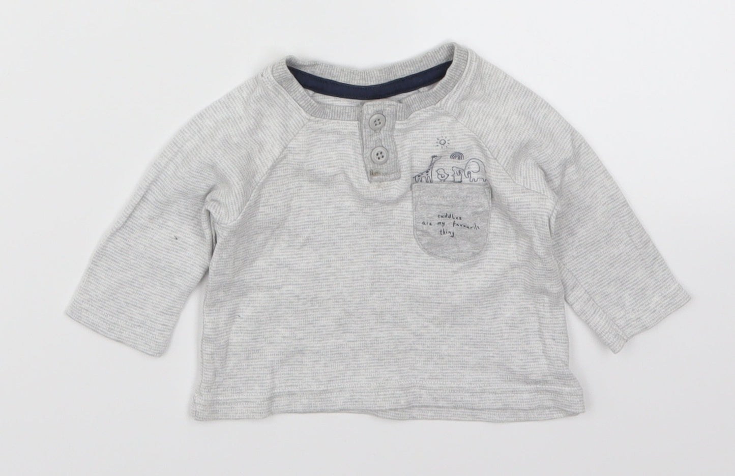 George Boys Grey   Basic T-Shirt Size 0-3 Months  - Cuddles are my Favourite Thing