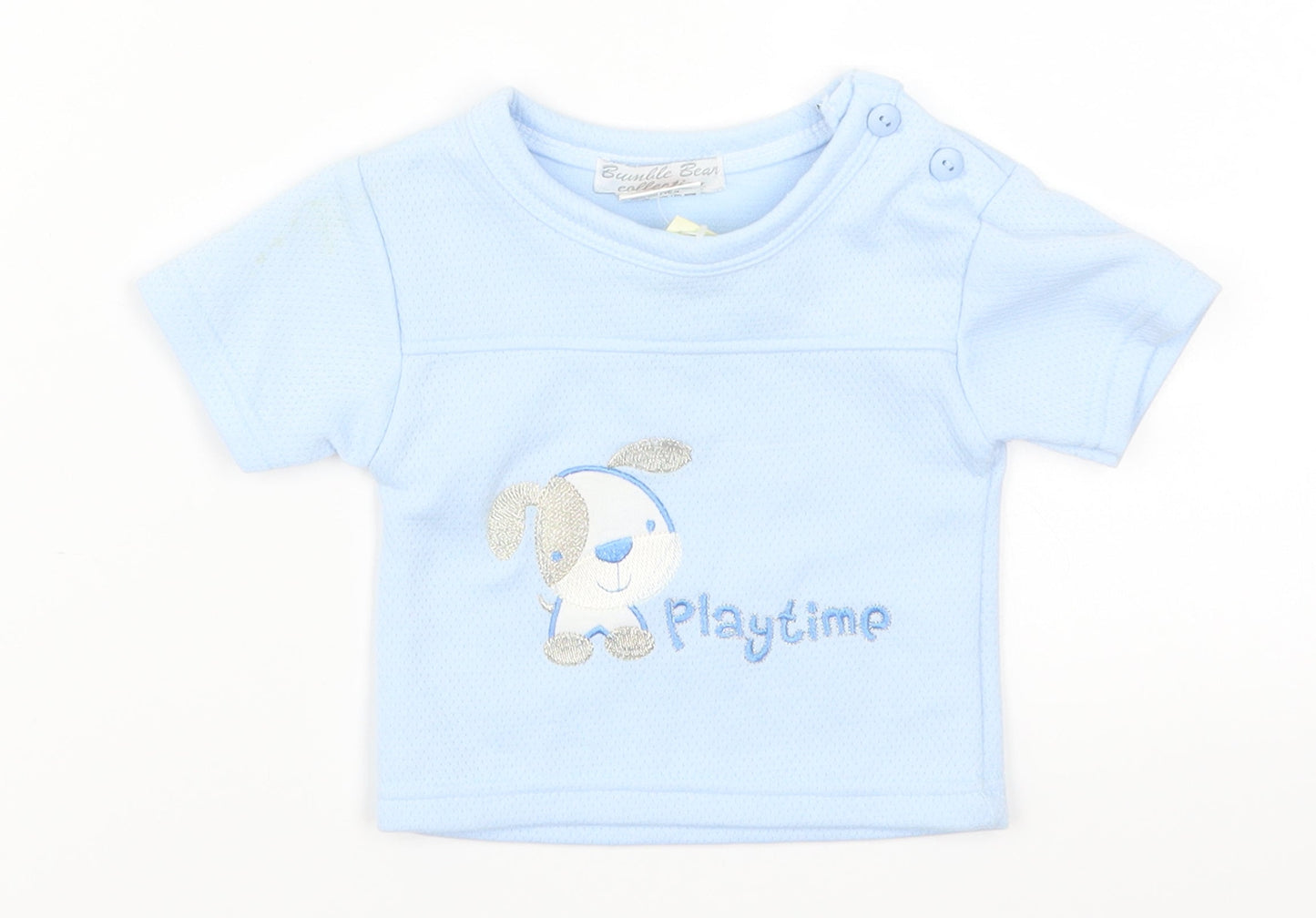 Bumble Bean Boys Blue   Basic T-Shirt Size 3-6 Months  - Puppy Playtime