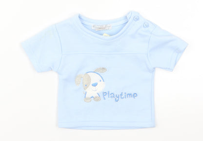 Bumble Bean Boys Blue   Basic T-Shirt Size 3-6 Months  - Puppy Playtime