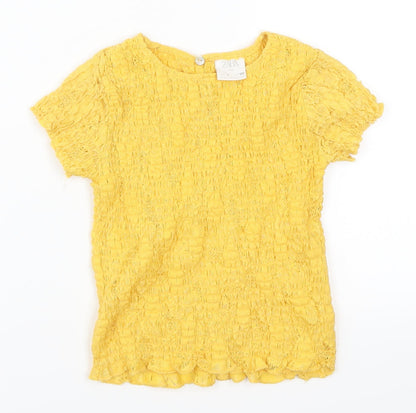 Zara Girls Yellow   Basic T-Shirt Size 7 Years