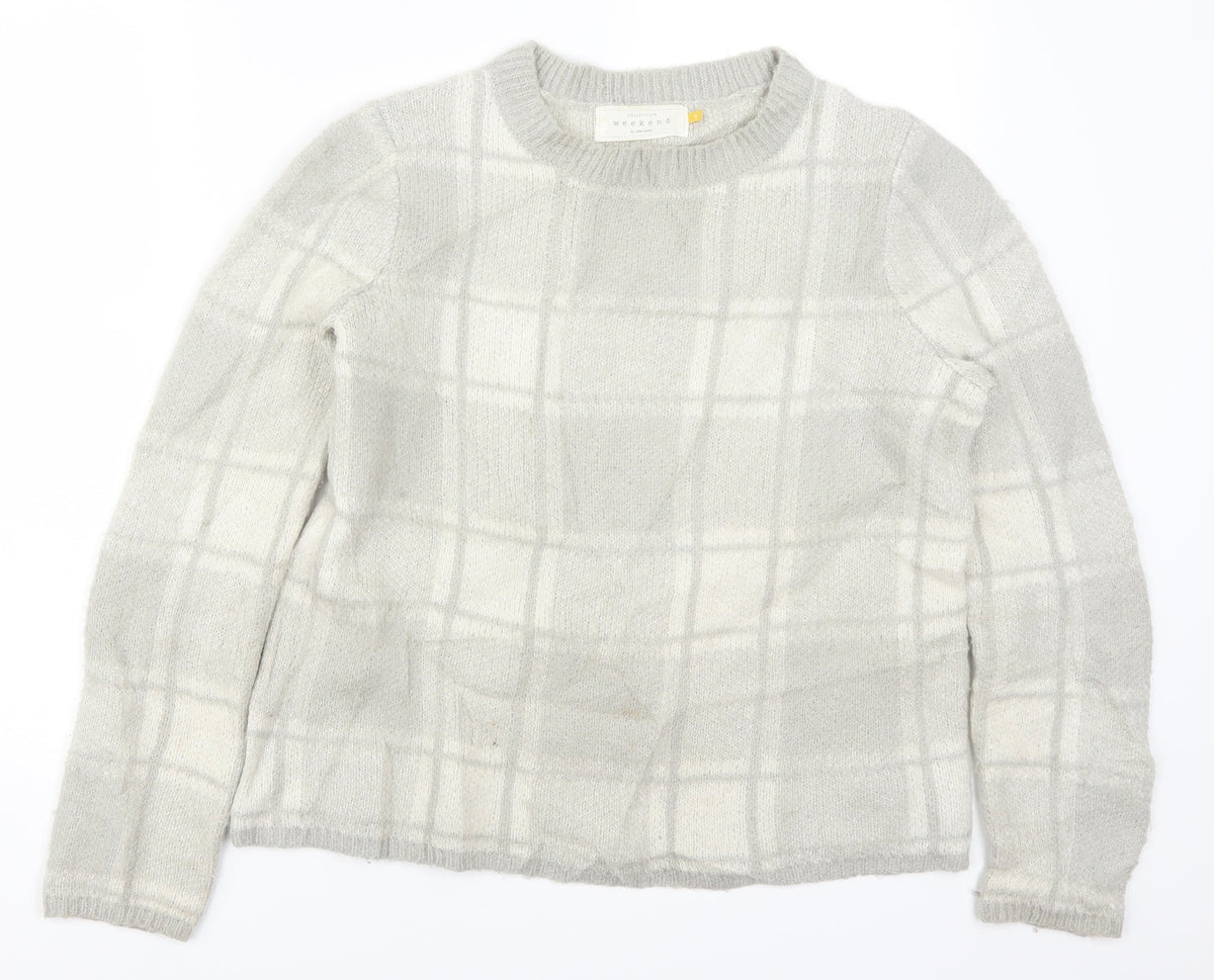 John Lewis Womens Grey Check  Pullover Jumper Size 10