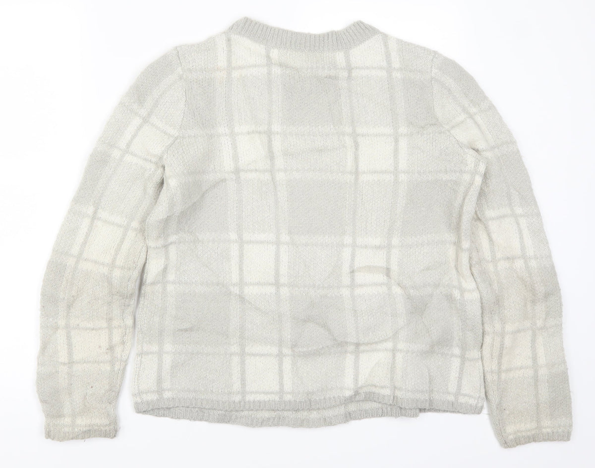 John Lewis Womens Grey Check  Pullover Jumper Size 10