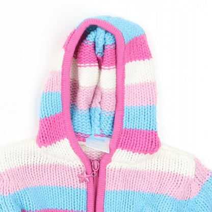 Zeb Girls Pink Striped  Full Zip Jumper Size 6-9 Months  - Blue