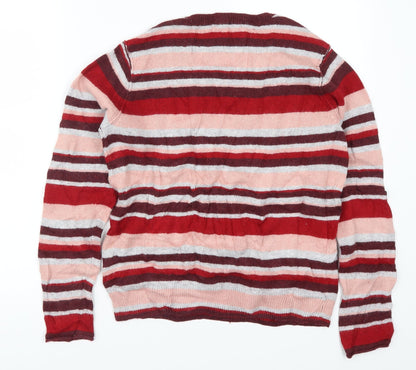 H&M Womens Red Striped  Pullover Jumper Size M