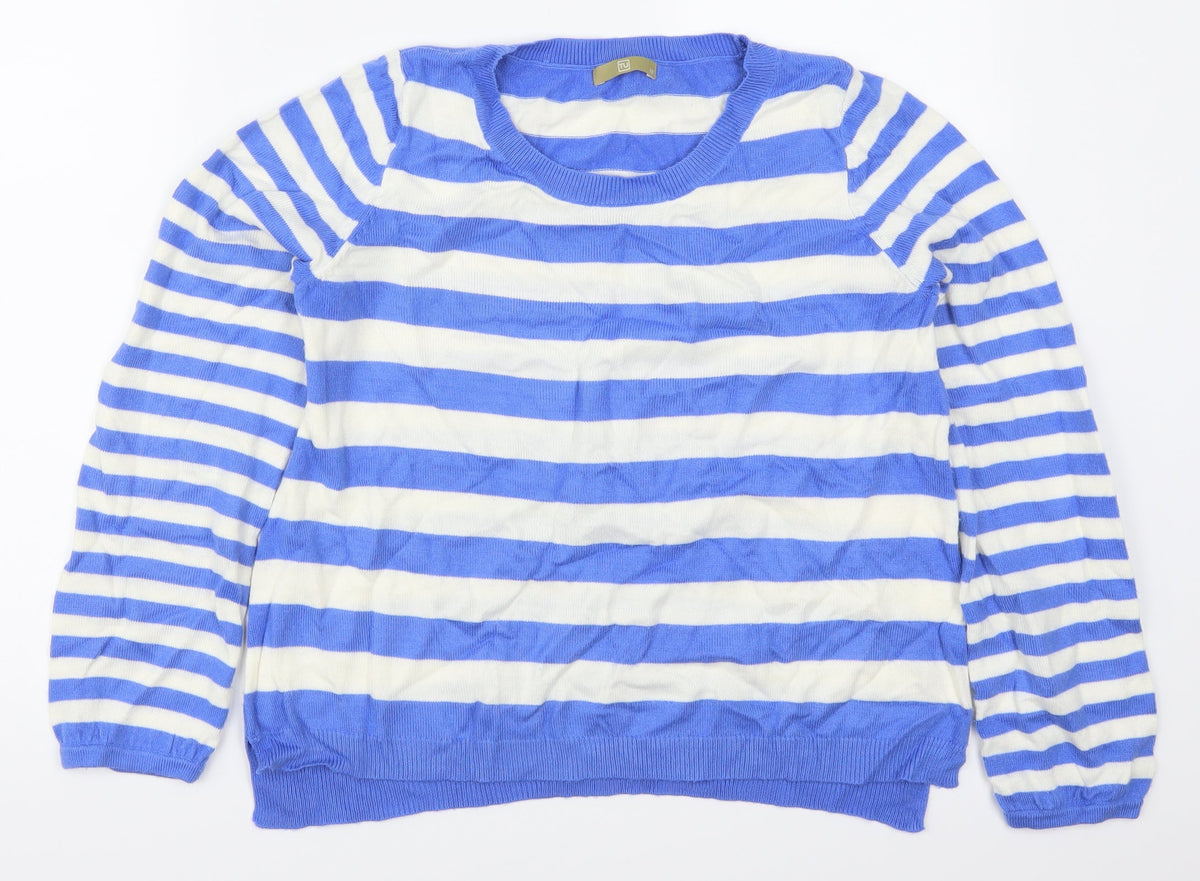 Tu Womens Blue Striped  Pullover Jumper Size 10