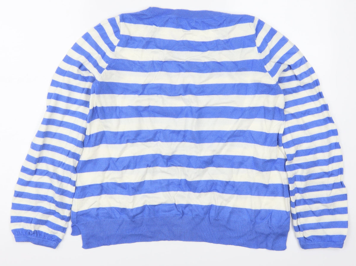 Tu Womens Blue Striped  Pullover Jumper Size 10
