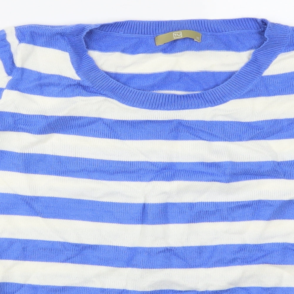 Tu Womens Blue Striped  Pullover Jumper Size 10