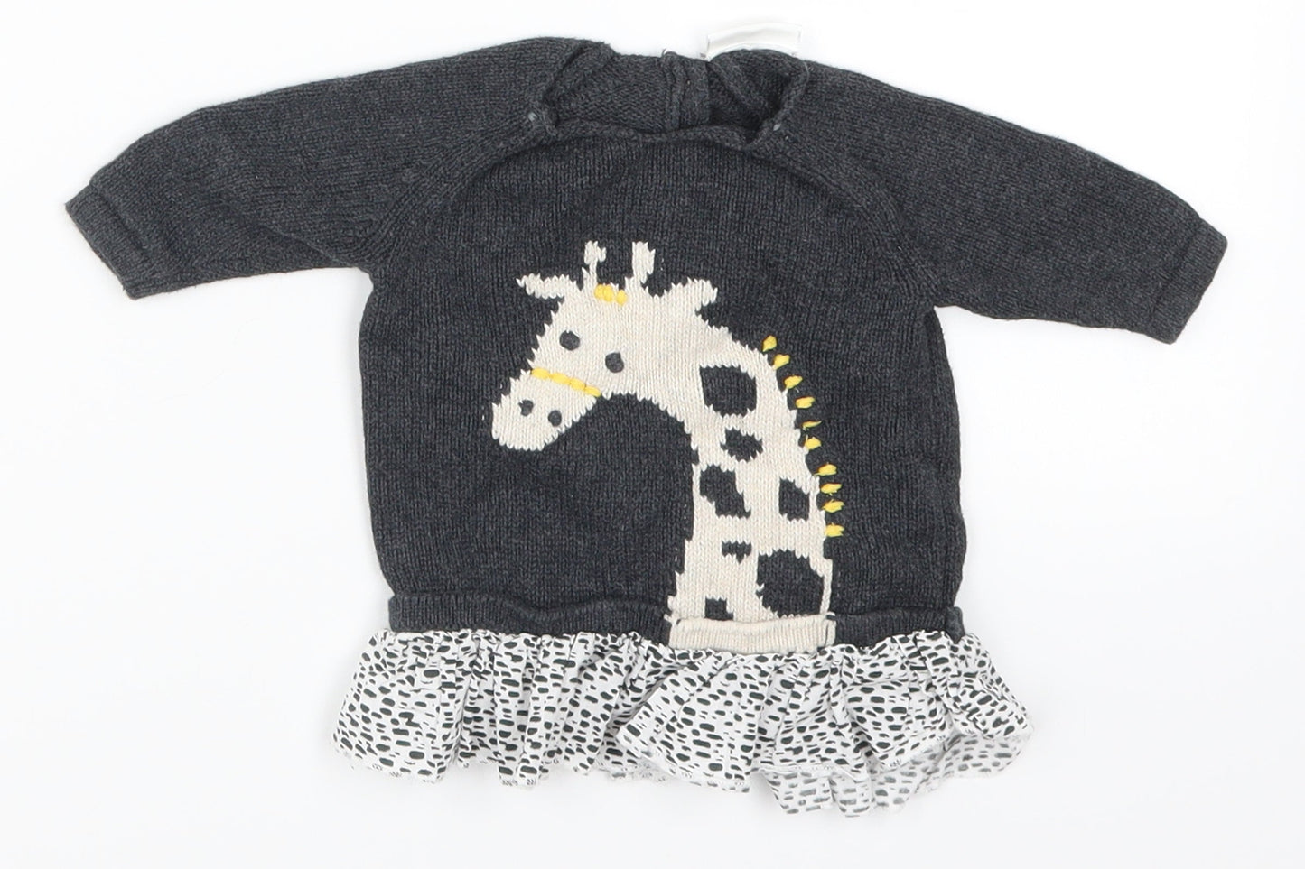 NEXT Girls Grey Polka Dot  Pullover Jumper One Size  - Giraffe