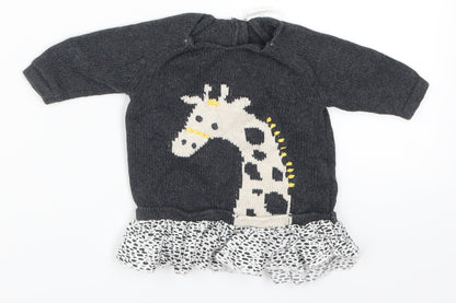 NEXT Girls Grey Polka Dot  Pullover Jumper One Size  - Giraffe