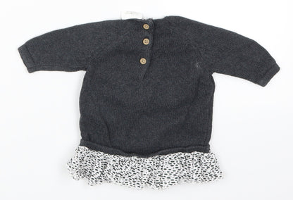 NEXT Girls Grey Polka Dot  Pullover Jumper One Size  - Giraffe