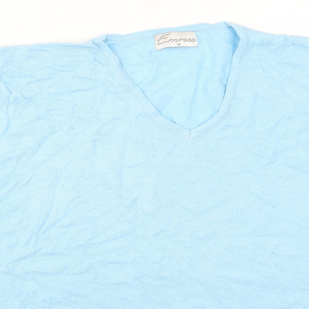 Womens UK Size 16 Emreco Blue Basic T-Shirt