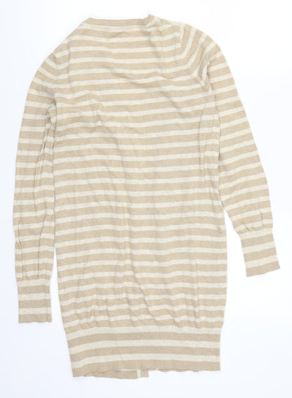 Oasis Womens Beige Striped  Cardigan Jumper Size S