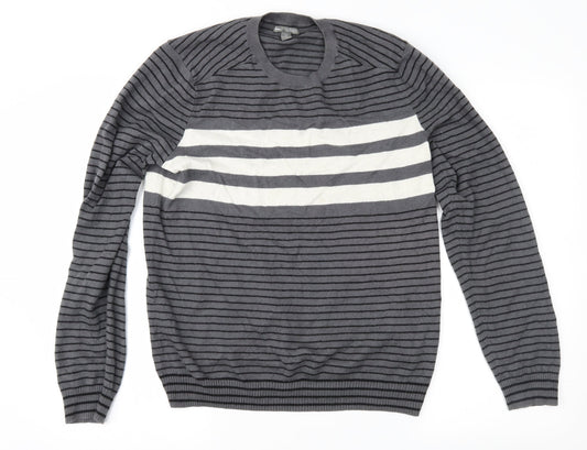 Gap Mens Grey Striped  Pullover Jumper Size M