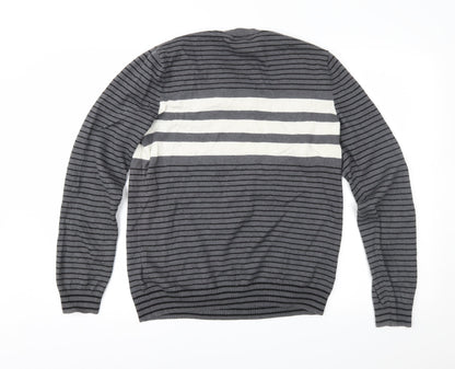 Gap Mens Grey Striped  Pullover Jumper Size M