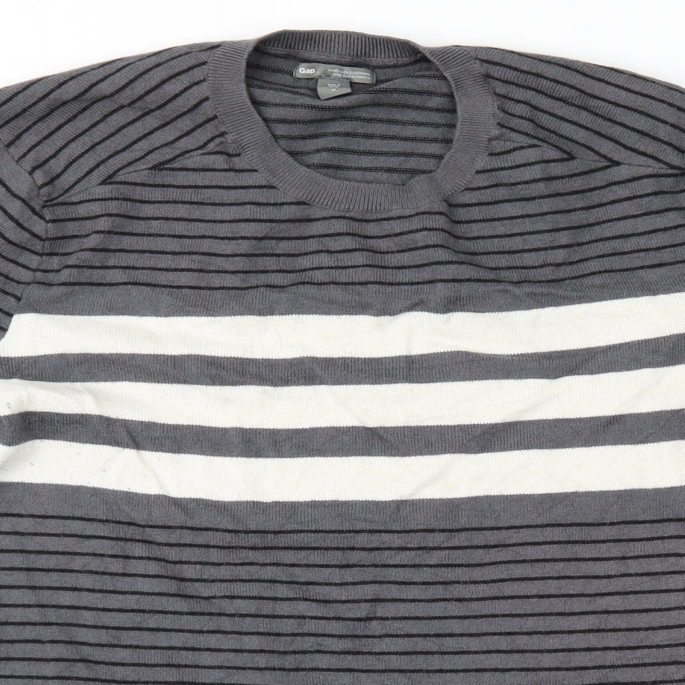 Gap Mens Grey Striped  Pullover Jumper Size M