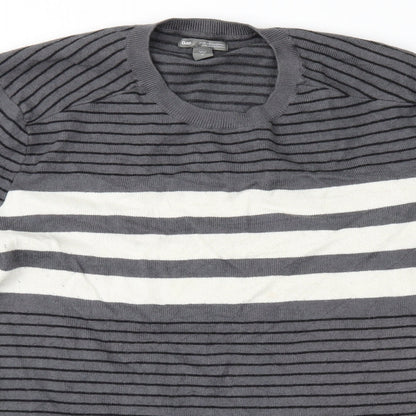Gap Mens Grey Striped  Pullover Jumper Size M