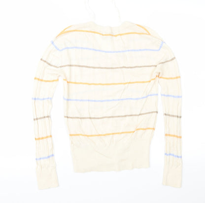 Marks and Spencer Womens Beige Striped  Pullover Jumper Size XS