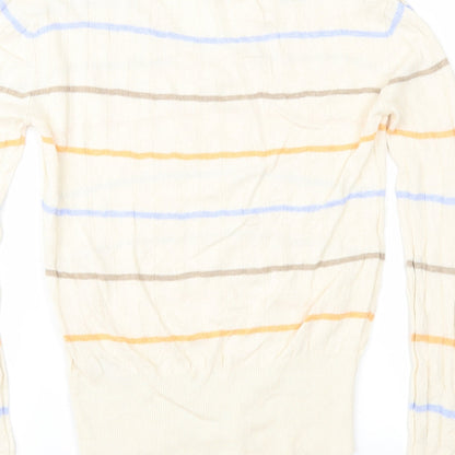 Marks and Spencer Womens Beige Striped  Pullover Jumper Size XS