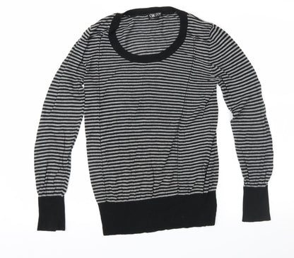 Cherry Womens Black Striped  Pullover Jumper Size S