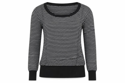Cherry Womens Black Striped  Pullover Jumper Size S