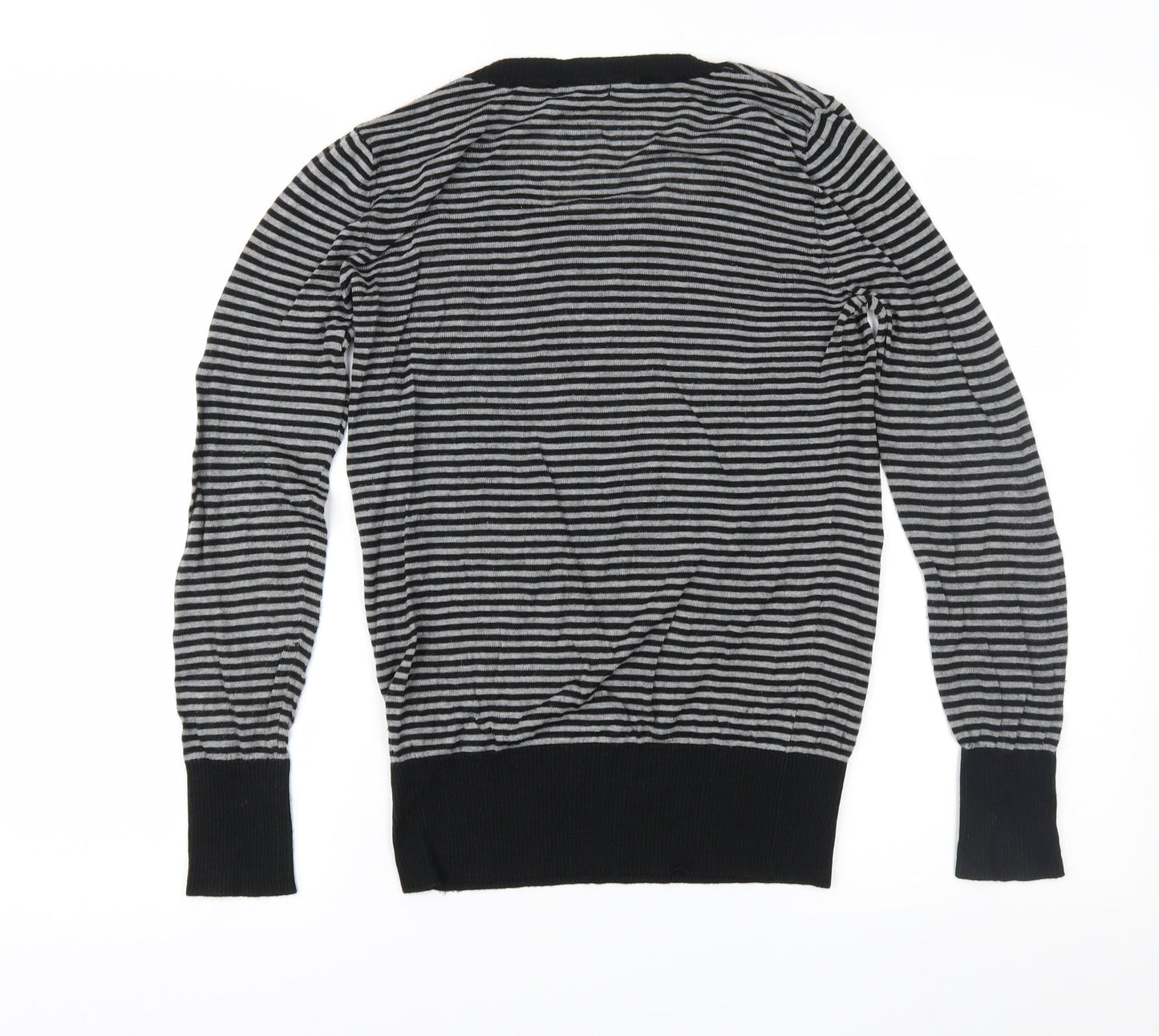 Cherry Womens Black Striped  Pullover Jumper Size S