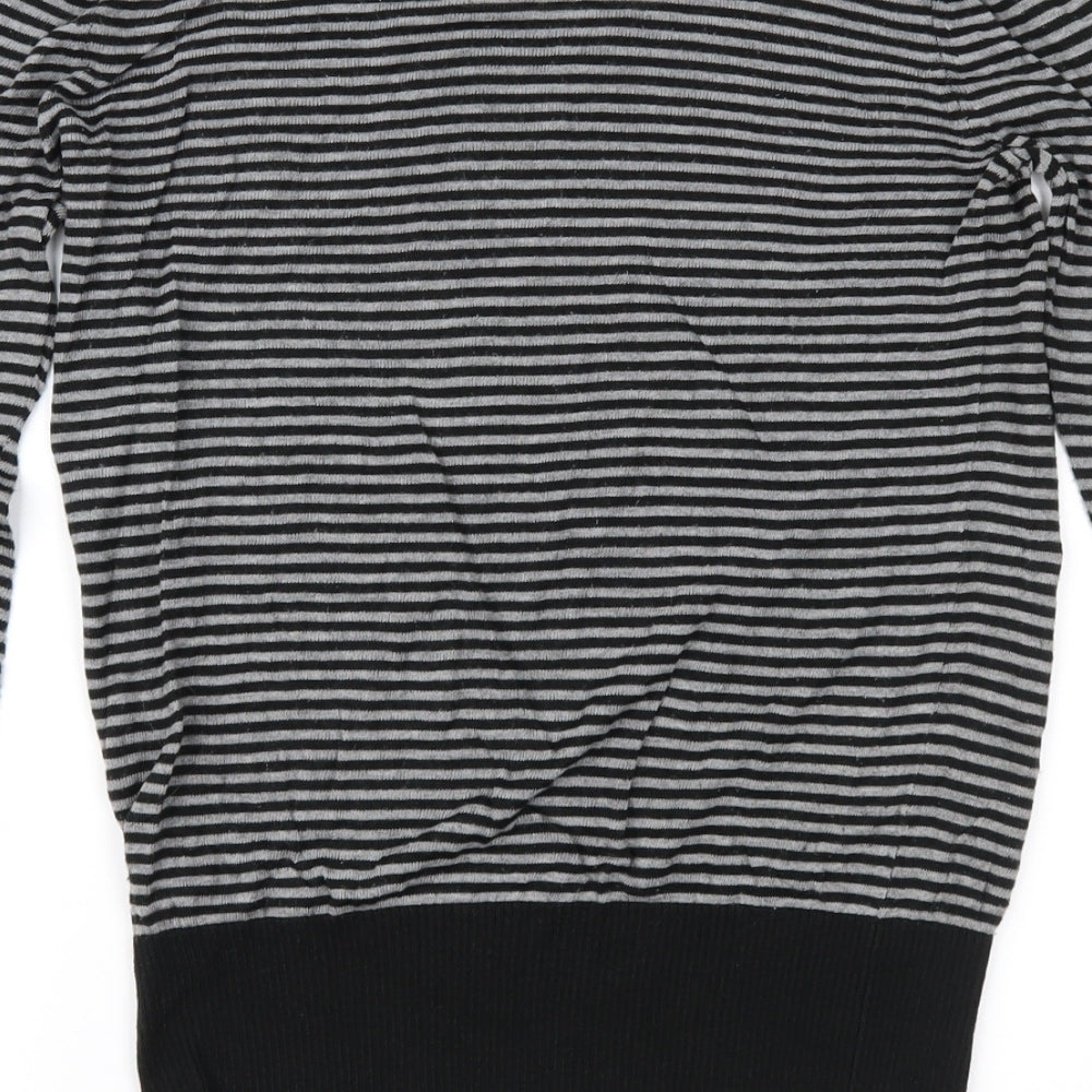 Cherry Womens Black Striped  Pullover Jumper Size S