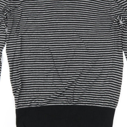 Cherry Womens Black Striped  Pullover Jumper Size S