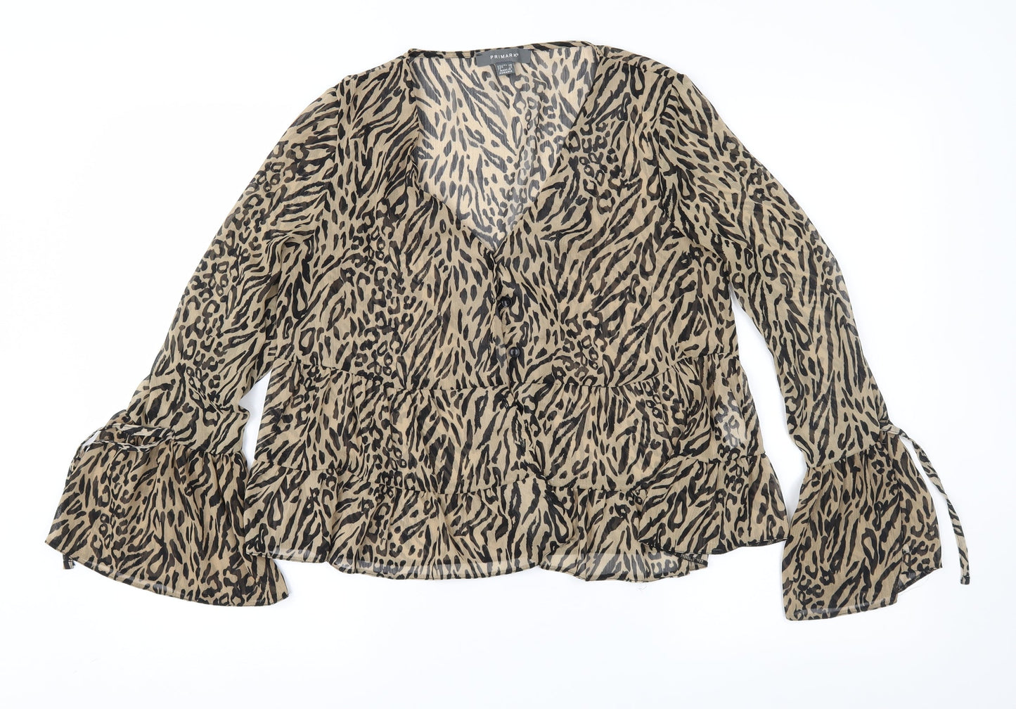 Primark Womens Brown Animal Print  Basic Blouse Size 10