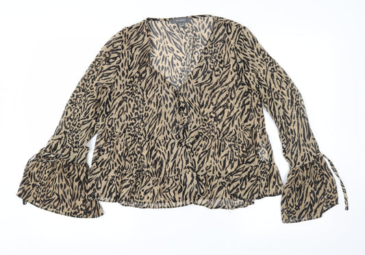 Primark Womens Brown Animal Print  Basic Blouse Size 10