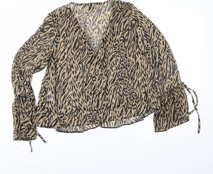 Primark Womens Brown Animal Print  Basic Blouse Size 10