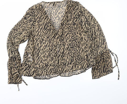 Primark Womens Brown Animal Print  Basic Blouse Size 10