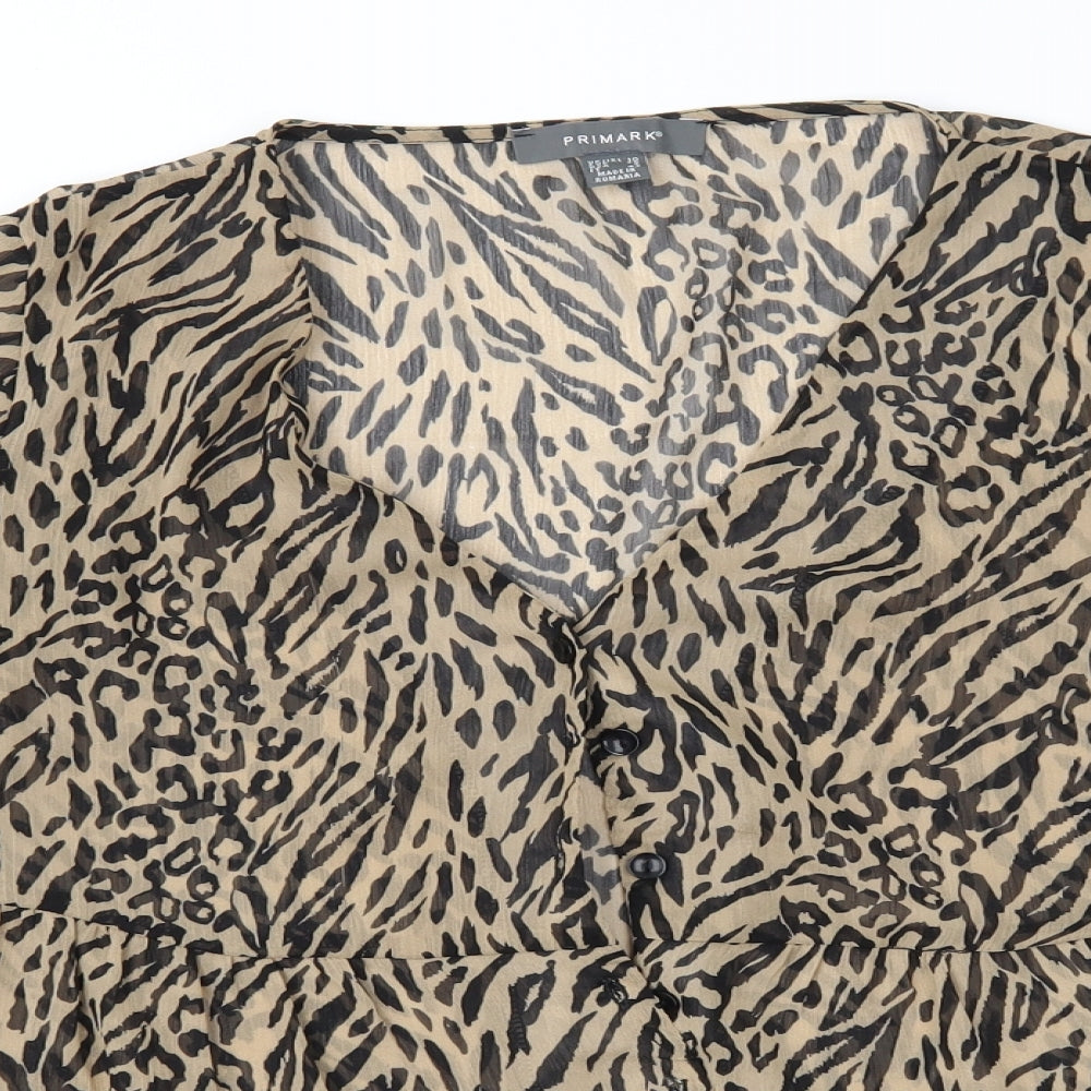 Primark Womens Brown Animal Print  Basic Blouse Size 10