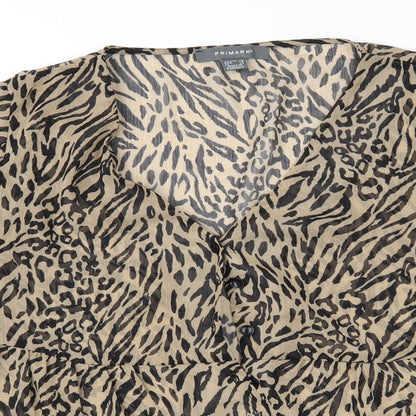 Primark Womens Brown Animal Print  Basic Blouse Size 10