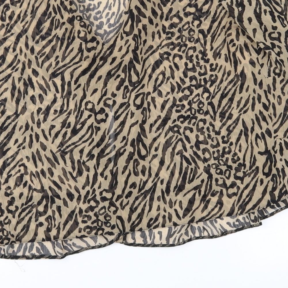 Primark Womens Brown Animal Print  Basic Blouse Size 10