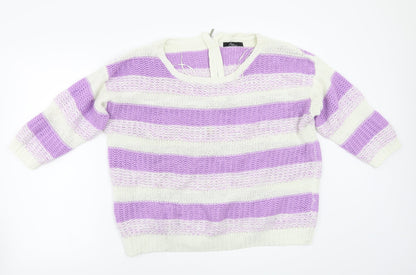 BM Womens Purple Striped  Pullover Jumper Size L