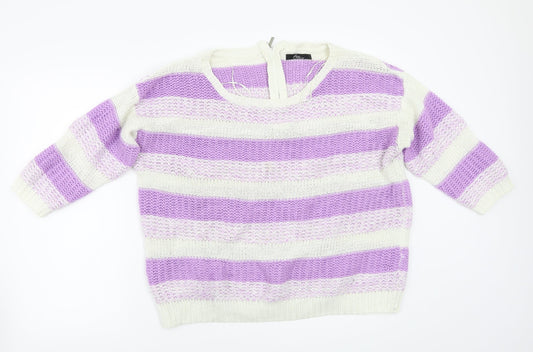 BM Womens Purple Striped  Pullover Jumper Size L