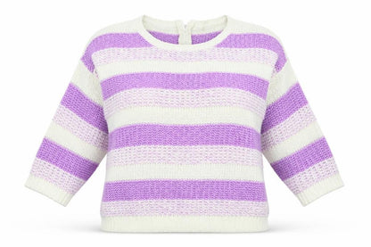 Bonmarché Womens Purple Striped Pullover Jumper Size L